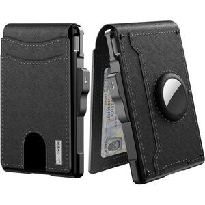 AirTag Wallet for Men - with Pop Up Aluminum Case Money Clip Slim